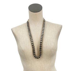 Silver and Black 14" Interlocked Flexible Beads 90s Necklace
